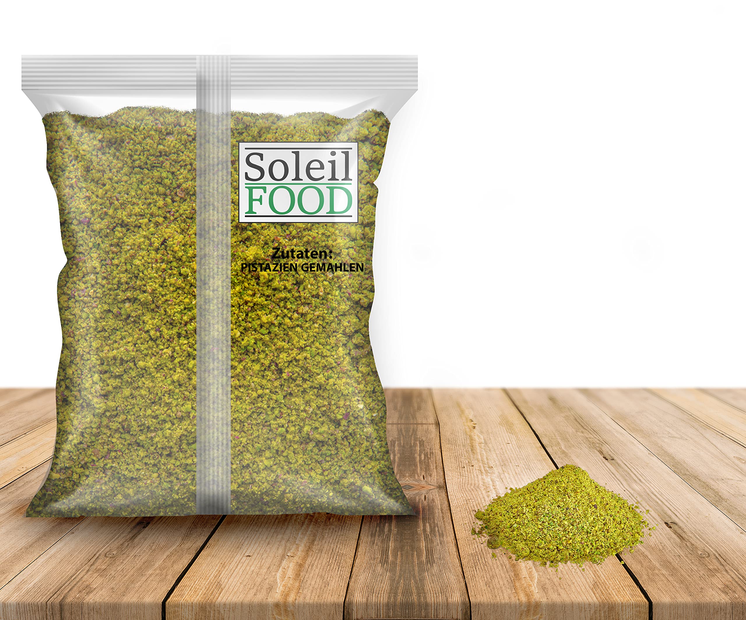 SoleilFOOD 500g Pistazien gemahlen gemahlene Pistazien Pulver Streusel topping Pistazienmehl feinste Qualität