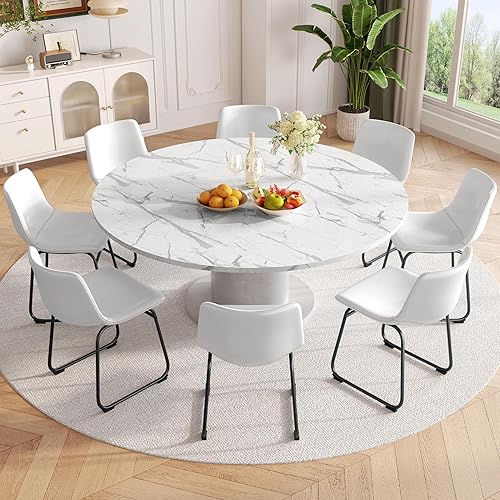 Miniatura 18 de Juego de 2 sillas de comedor, sillas de comedor sin brazos de piel sintética con respaldo, silla moderna de cocina comedor de 18 pulgadas con patas