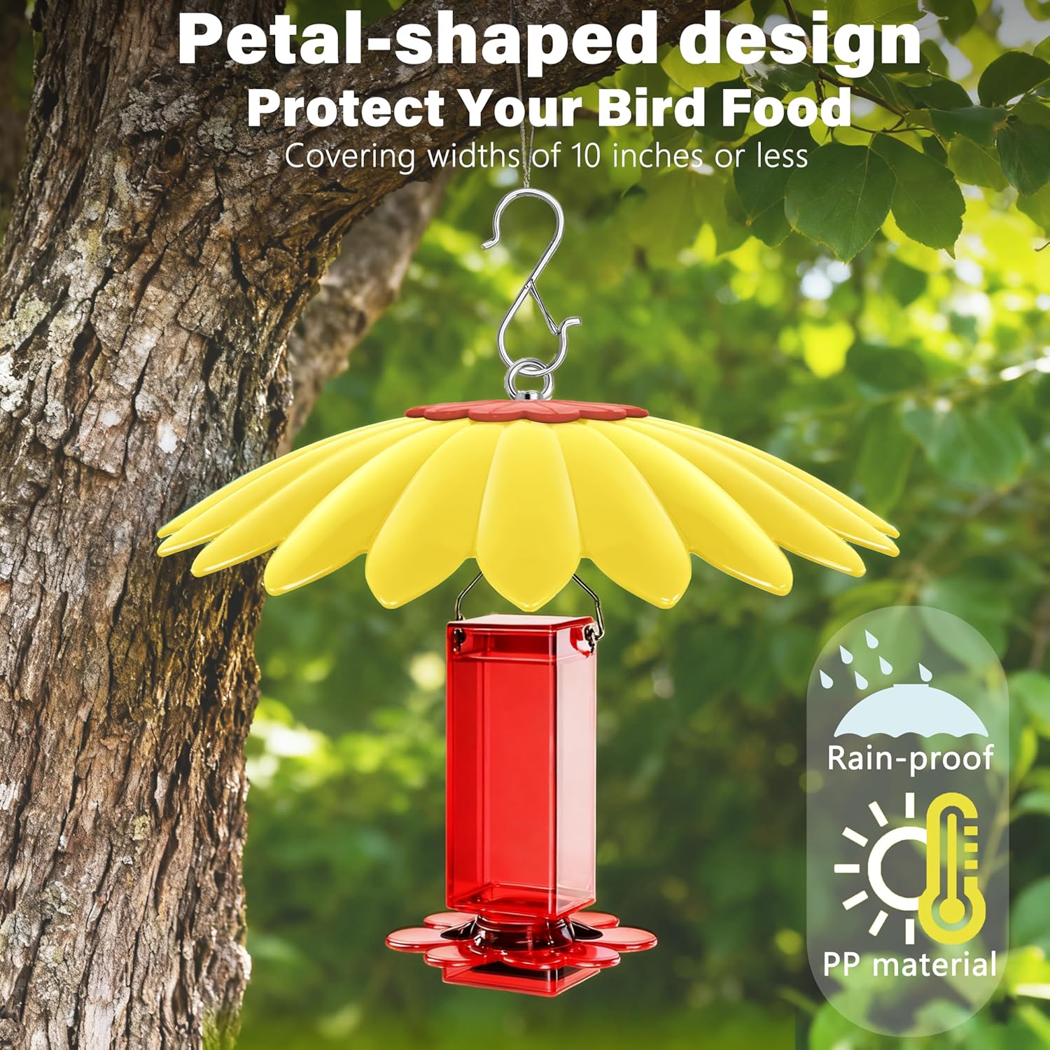 13.5 inch Bird Feeder Rain Guard,Hummingbird Feeder Shade Dome Cover,Umbrella Cover for Bird House for Outdoor,Squirrel Baffle(Yellow) 2 Pack