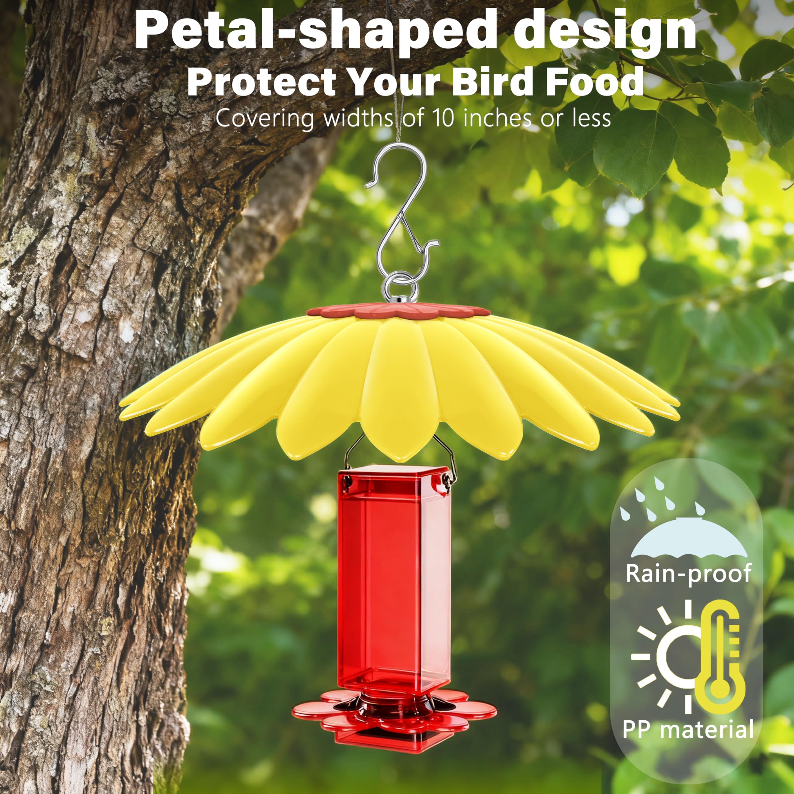 Protector de lluvia para comedero de pájaros de 13.5 pulgadas, cubierta de cúpula para comedero de colibrí, cubierta de paraguas para casa de pájaros para exteriores, deflector de ardilla, paquete de