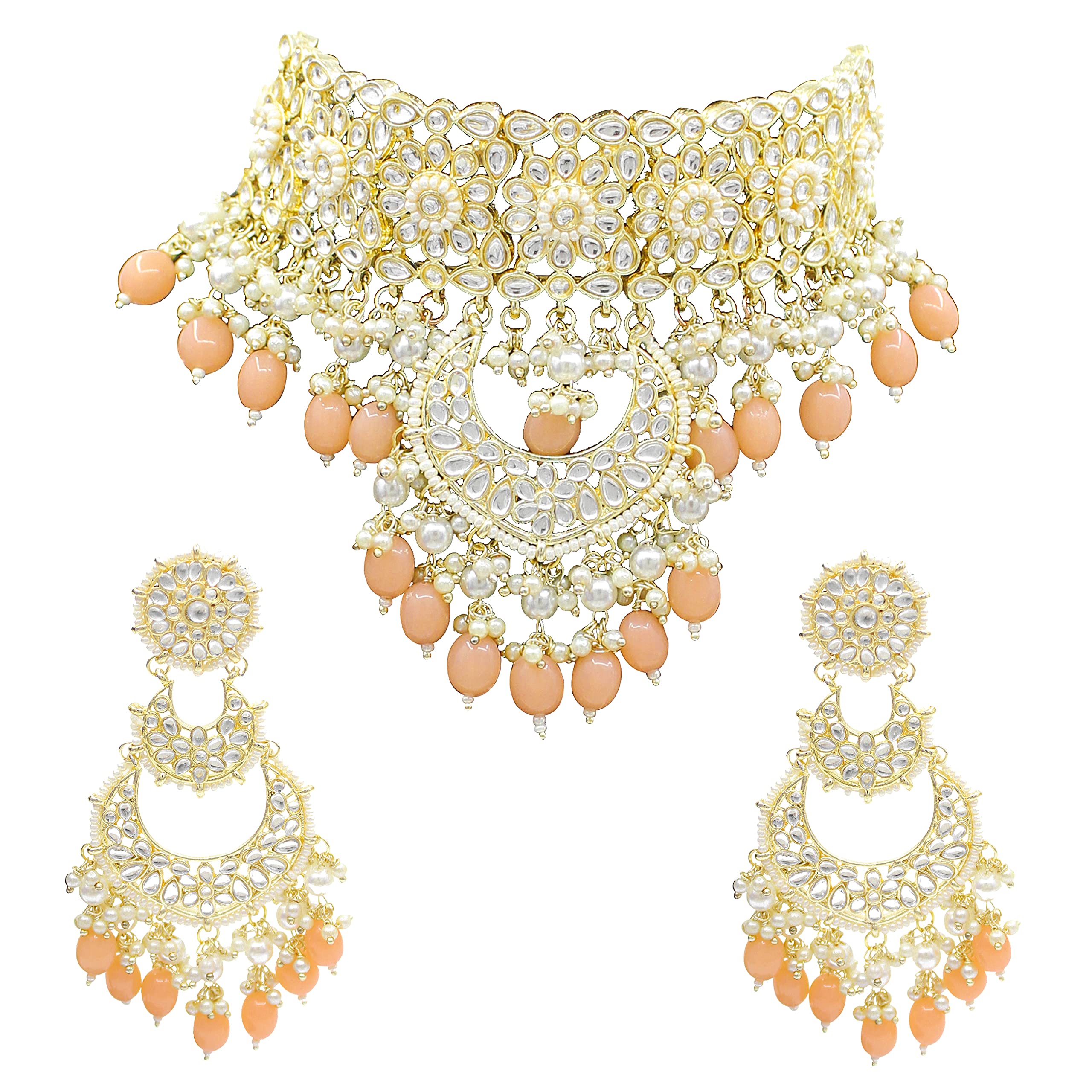 SAIYONI Wedding Collection Kundan Choker Necklace With Earring Jewellery Set (B09NSYDQFQ) Amazon Price History, Amazon Price Tracker
