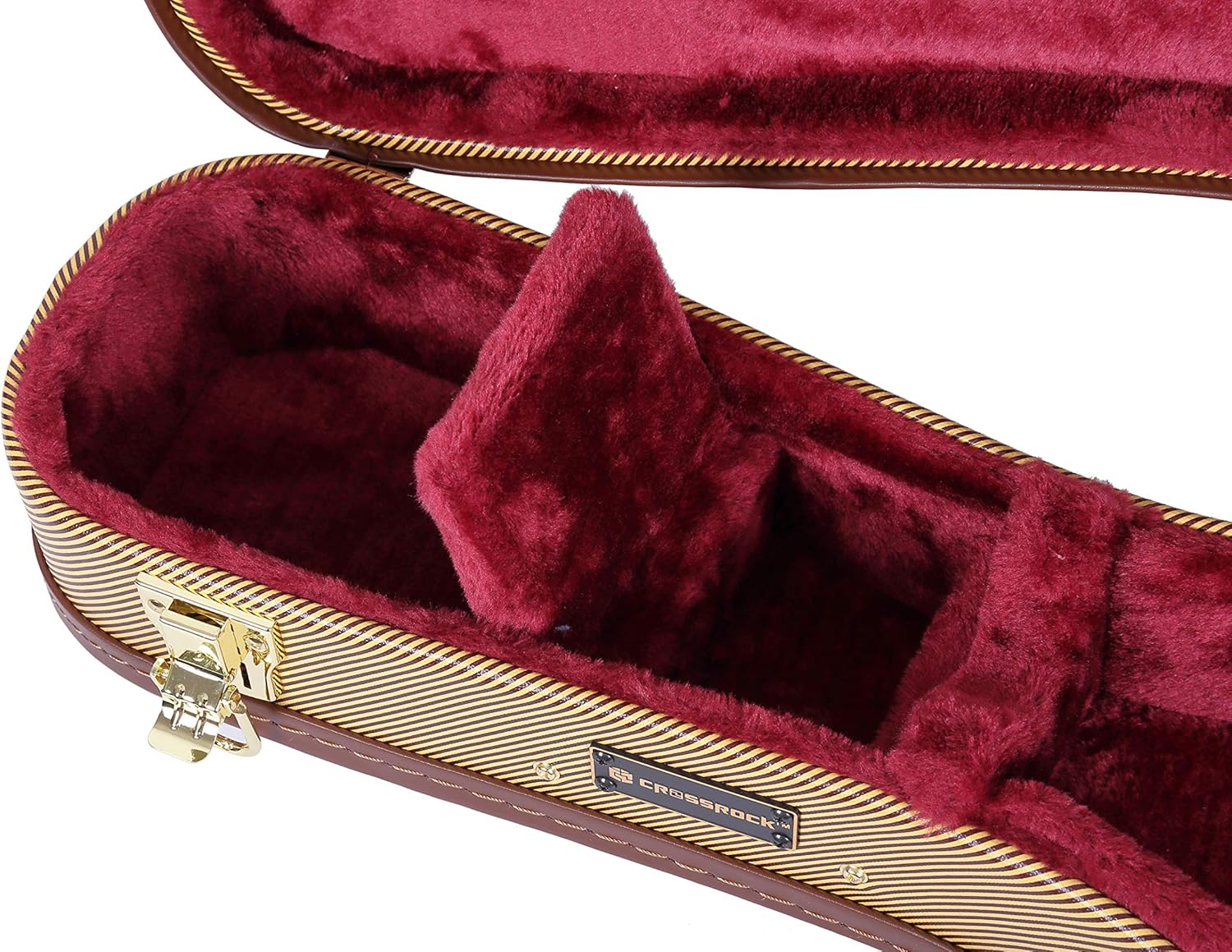 Crossrock A-Style Mandolin Case | Sponge Lining, Metal Feet, Storage Space - Vinyl Tweed(CRW600MATW)