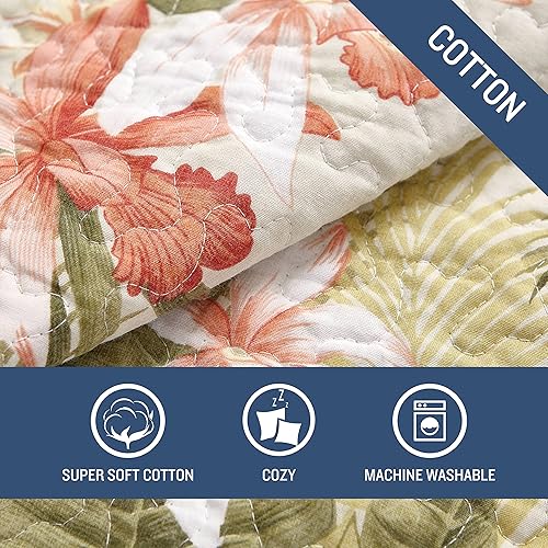 Miniatura 6 de Tommy Bahama Topical Orchid Collection - Juego de edredón de 100 % algodón, reversible, ideal para todas las estaciones, prelavado para mayor