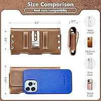 Vista 4 de Gcepls Leather Phone Holster for iPhone 14,15,15 Pro,16,16 Pro,Galaxy S23,S24,Brown Cowhide Leather Phone Belt Holder Pouch with Belt Clip