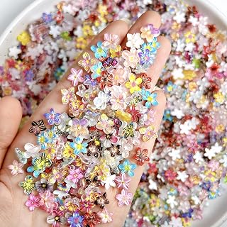 150Pcs 3D Flower Rhinestones Nail Art Charms Summer Resin Flowers Nail Rhinestones Colorful Hibiscus Floral Nail Gems Hawaii Flowers French Acrylic Nail Design for Women Manicure DIY Crafts Supplies