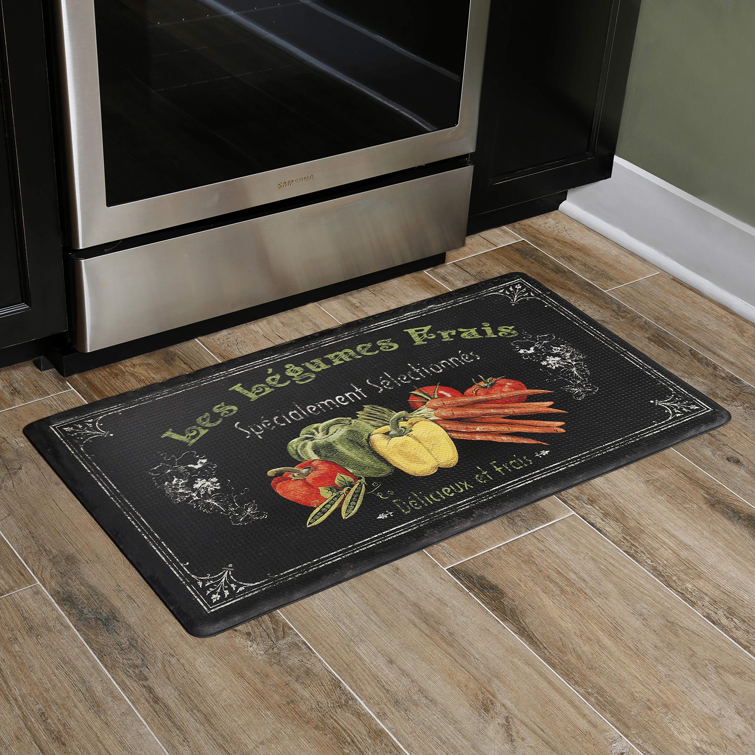 J&V TEXTILES Anti Fatigue Kitchen Mat - Kitchen Mat Cushioned Anti Fatigue, Kitchen Floor Mats Cushioned, Non Slip Waterproof Mat Standing Desk, 20x36x1/2 inches (Les Legumes)