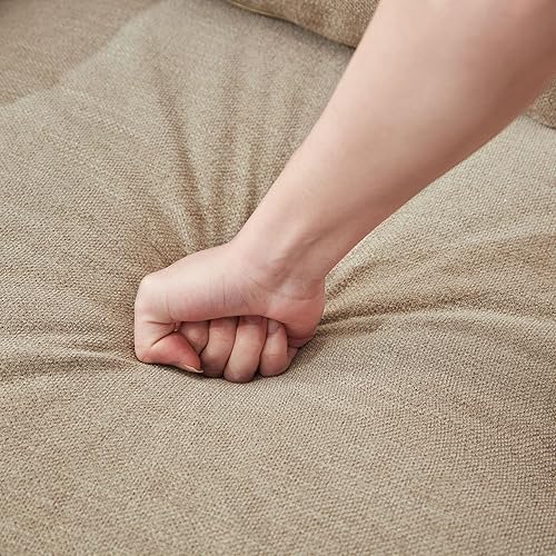 Miniatura 59 de HUIMO Silla de club copetuda, silla decorativa con almohada lumbar, sillón con botones de tela de lino, sillas tapizadas para dormitorio, sala de