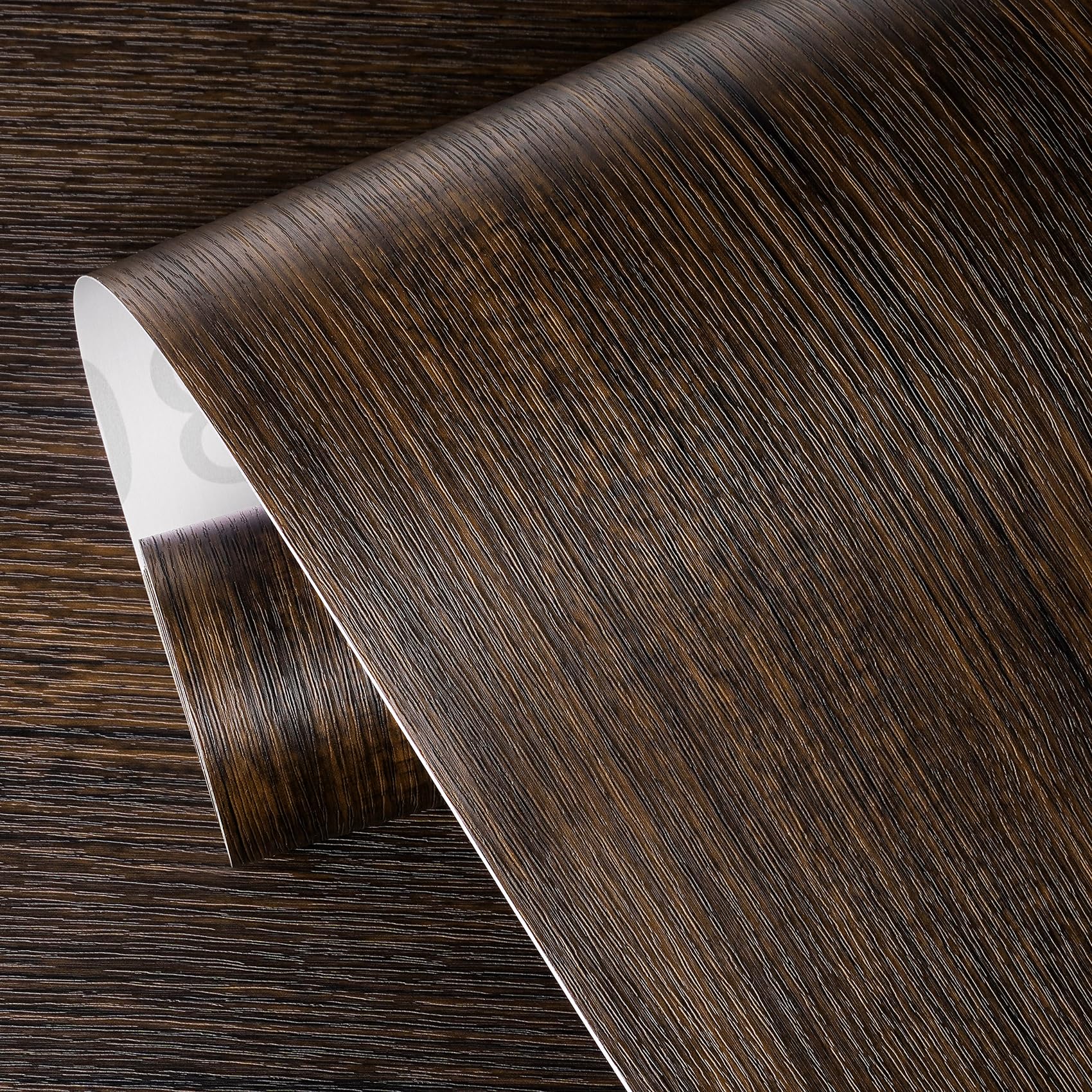 ReWallpaper Dark Sticky Back Plastic Roll Wood Effect Vinyl Wrap Worktops Furniture Walnut Wood Contact Paper for Kitchen Cupboards Waterproof 40CMx3M Thick Wooden Peel and Stick Wallpaper - Image 2