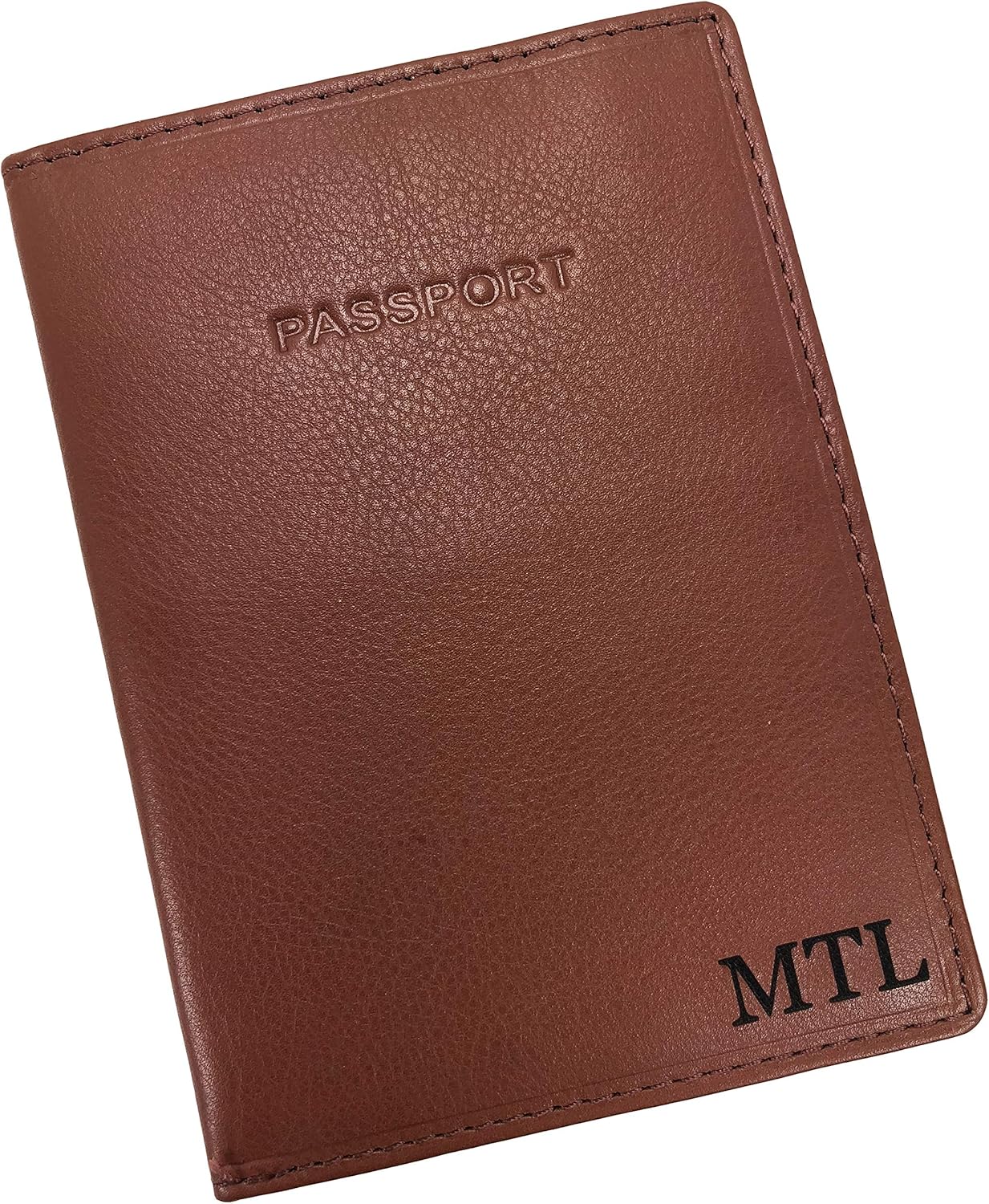 Paul & Taylor Personalized Monogram Leather RFID Protected Passport Wallet, Tan