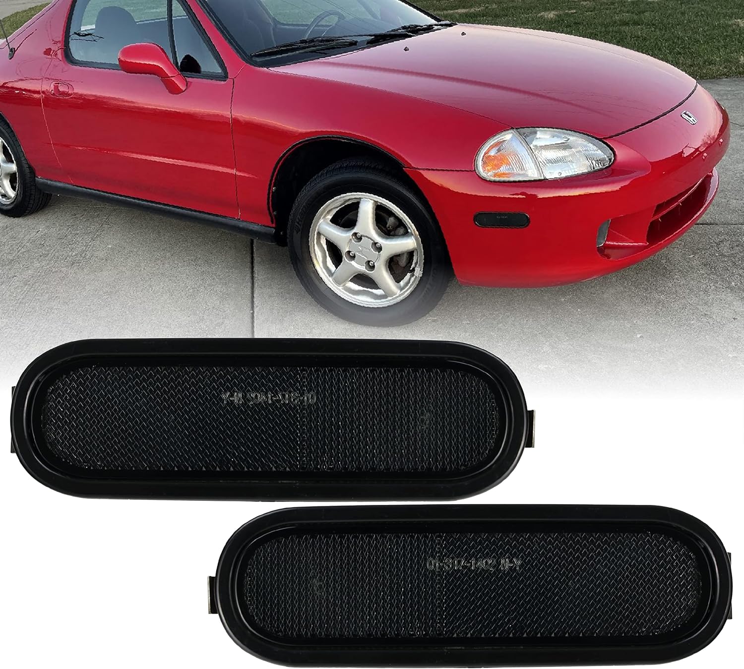 USR 93-97 DelSol Side Marker LIghts - Front Smoke Bumper Sidemarker Lamps (Left + Right) Compatible with 1993-1997 Honda Del Sol (JDM Style Smoked Lens) Si VTEC