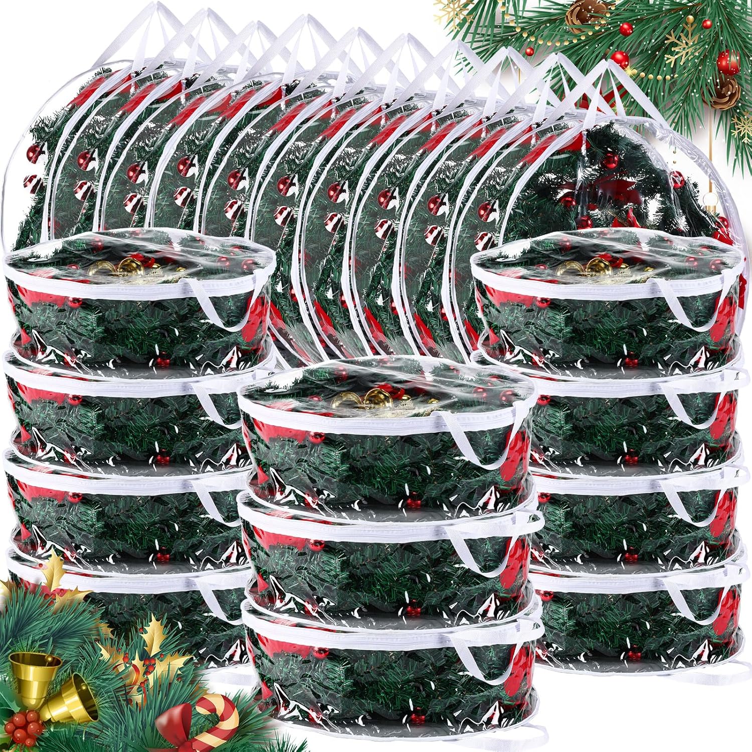 Christmas Clear Wreath Storage Bags Xmas Wreath Storage