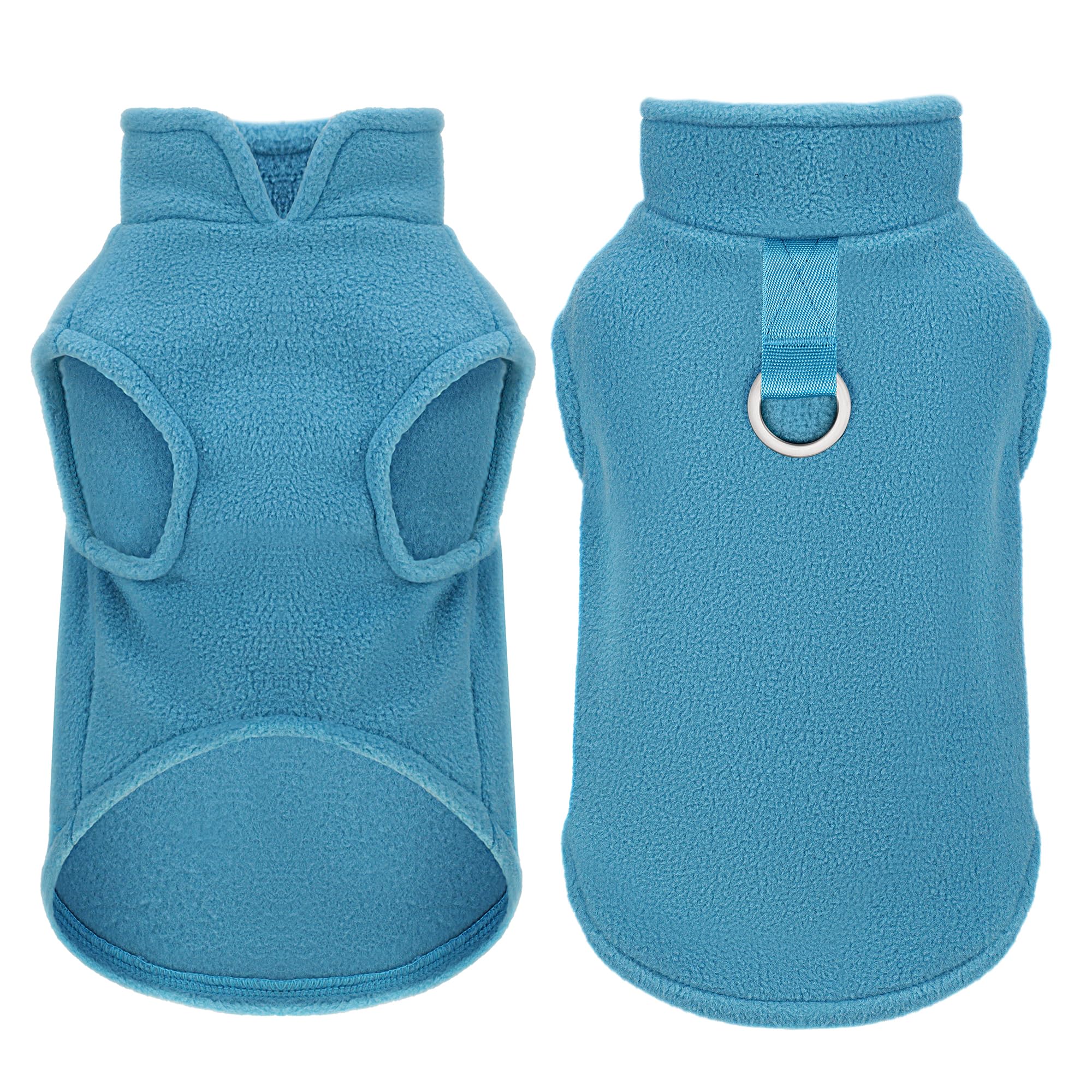 Sleeveless Pullover Fleece Vest for Small Dogs: Cozy Polyester Dog Jacket, Tank Top Sweater with Leash Ring and Armholes, Crisp, Warm, and