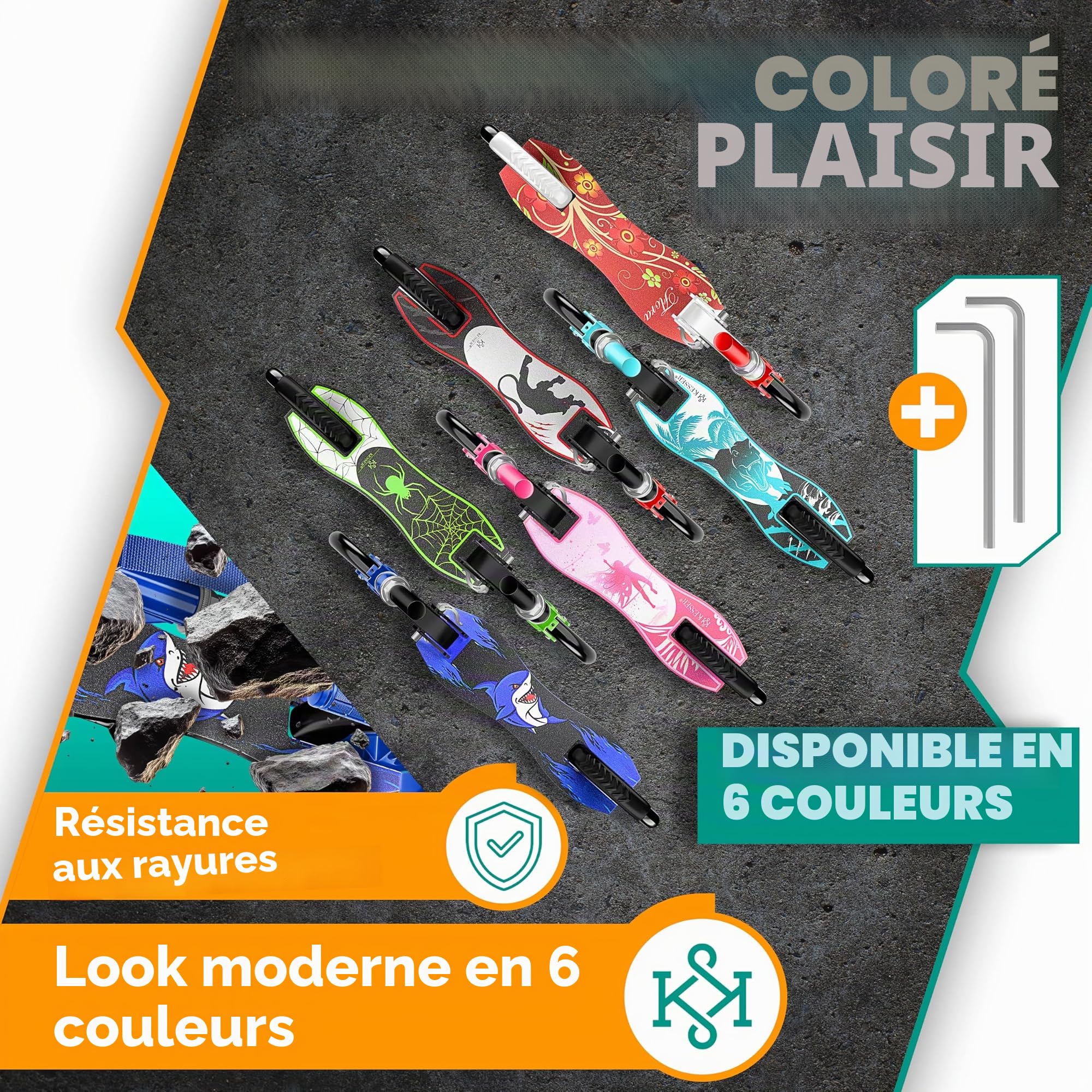 KESSER® Scooter pour Enfants de Ville Trottinette Pliable réglable en Hauteur, Kickscooter jusqu'à 100kg, Frein de Roue Arrière, Jusqu'à 190cm de Hauteur, Sangle de Transport Incluse