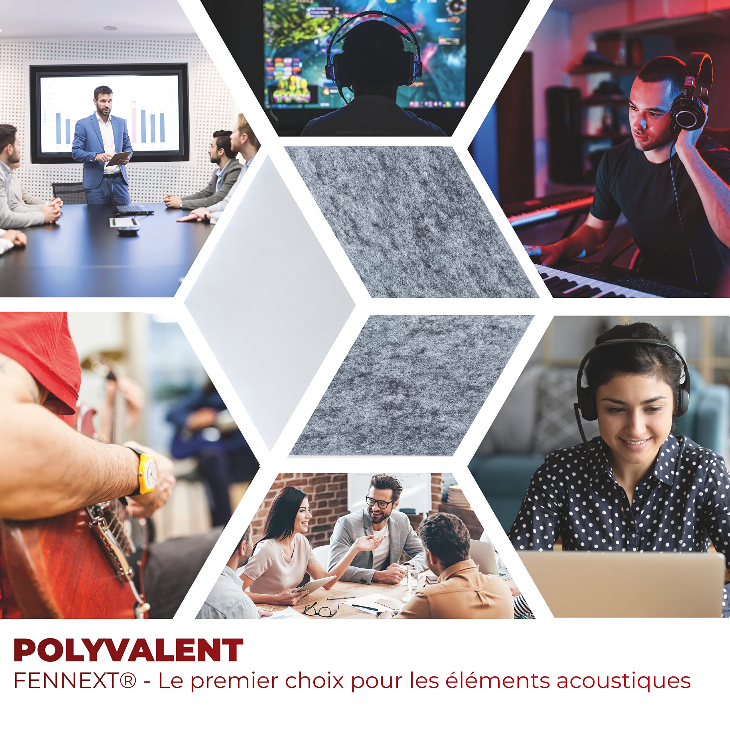 Lot de 10 absorbeurs acoustiques muraux en non-tissé acoustique de qualité supérieure pour les jeux vidéo, le télétravail ou le studio, Kit de démarrage non-tissé Duo