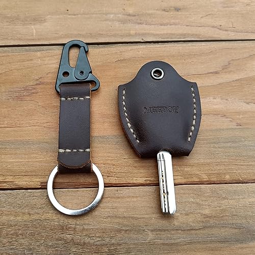 Miniatura 8 de MEEBOY handmade leather car key sleeve for broken key car key cover for men and women (Coffee)