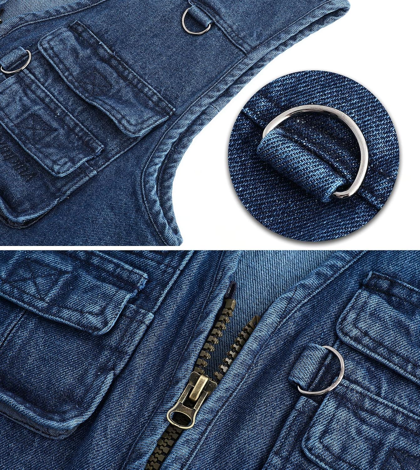 Spanye Men Denim Vest Outdoor Work Jacket Multi Pocket for Travel Photo Fishing Big & Tall - Image 5