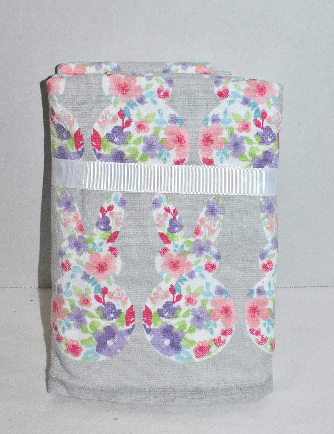 Casaba 2pc Pastel Color Floral Pattern Bunny Rabbits Hand