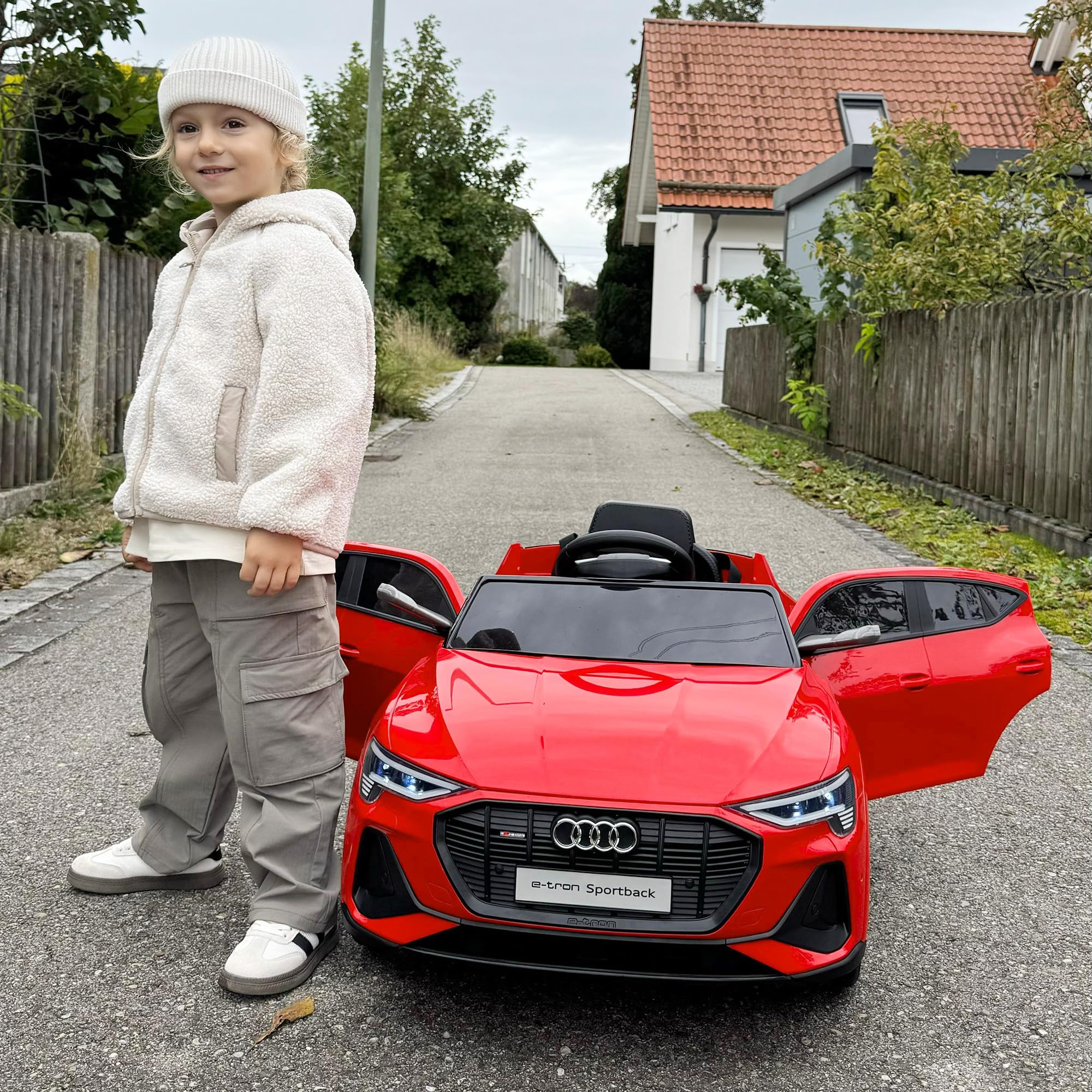HOMCOM Elektryczne auto 12V Audi E-tron dla dzieci 3-5 lat Czerwone