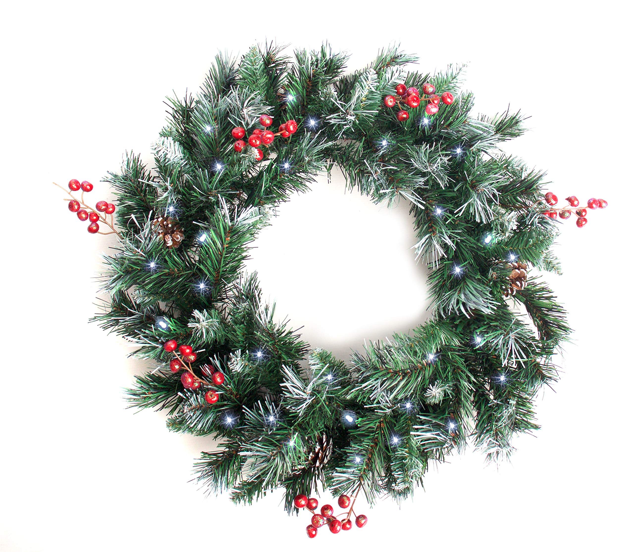 Best Artificial Weihnachtsdeko Adventskranz/Girlande mit Lichtern, Plastik, grün, 60cm Wreath