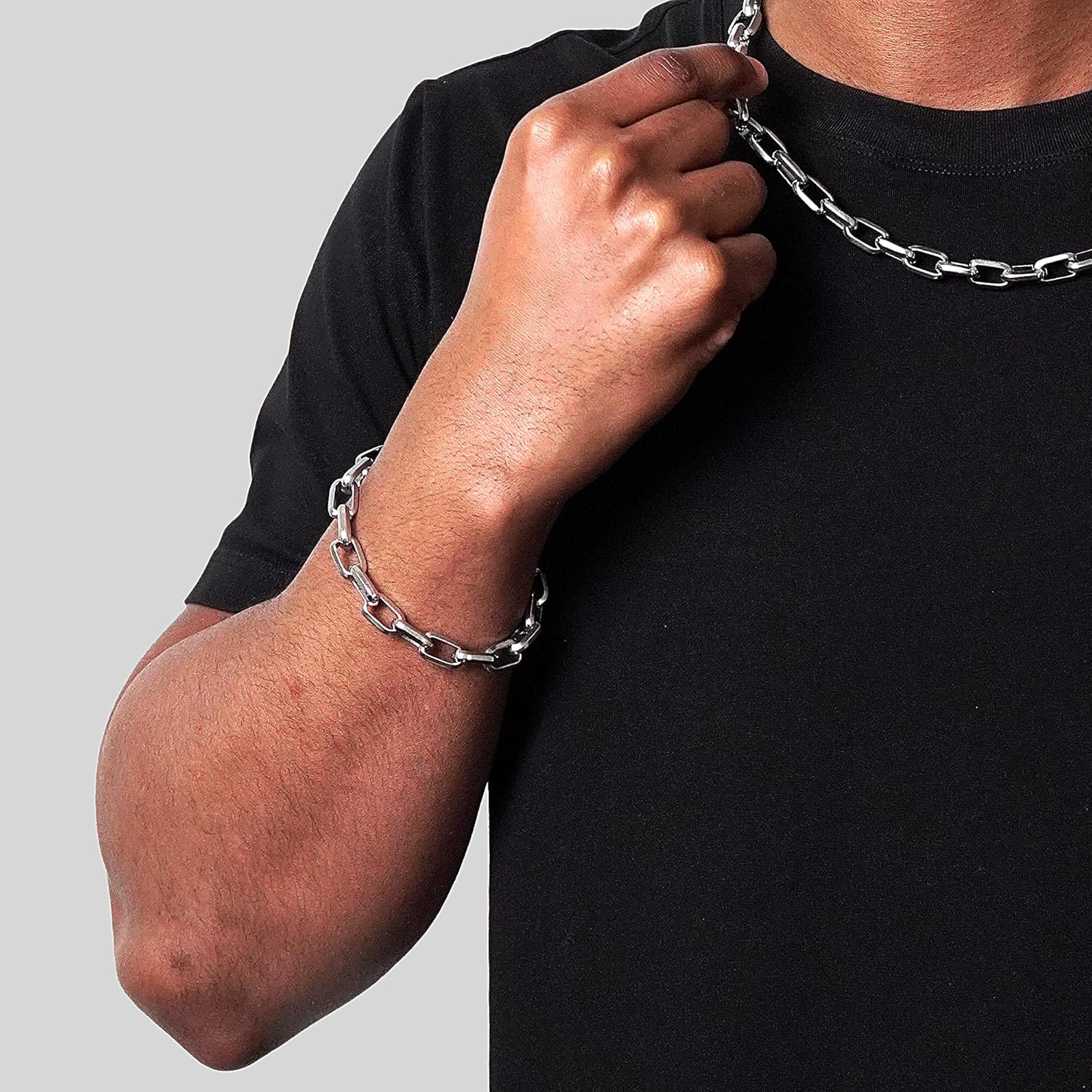 Invicta Bracelet for Men, Stainless Steel Chain Jewelry, Beveled Edge Nautical, 10mm, 9" - Image 4