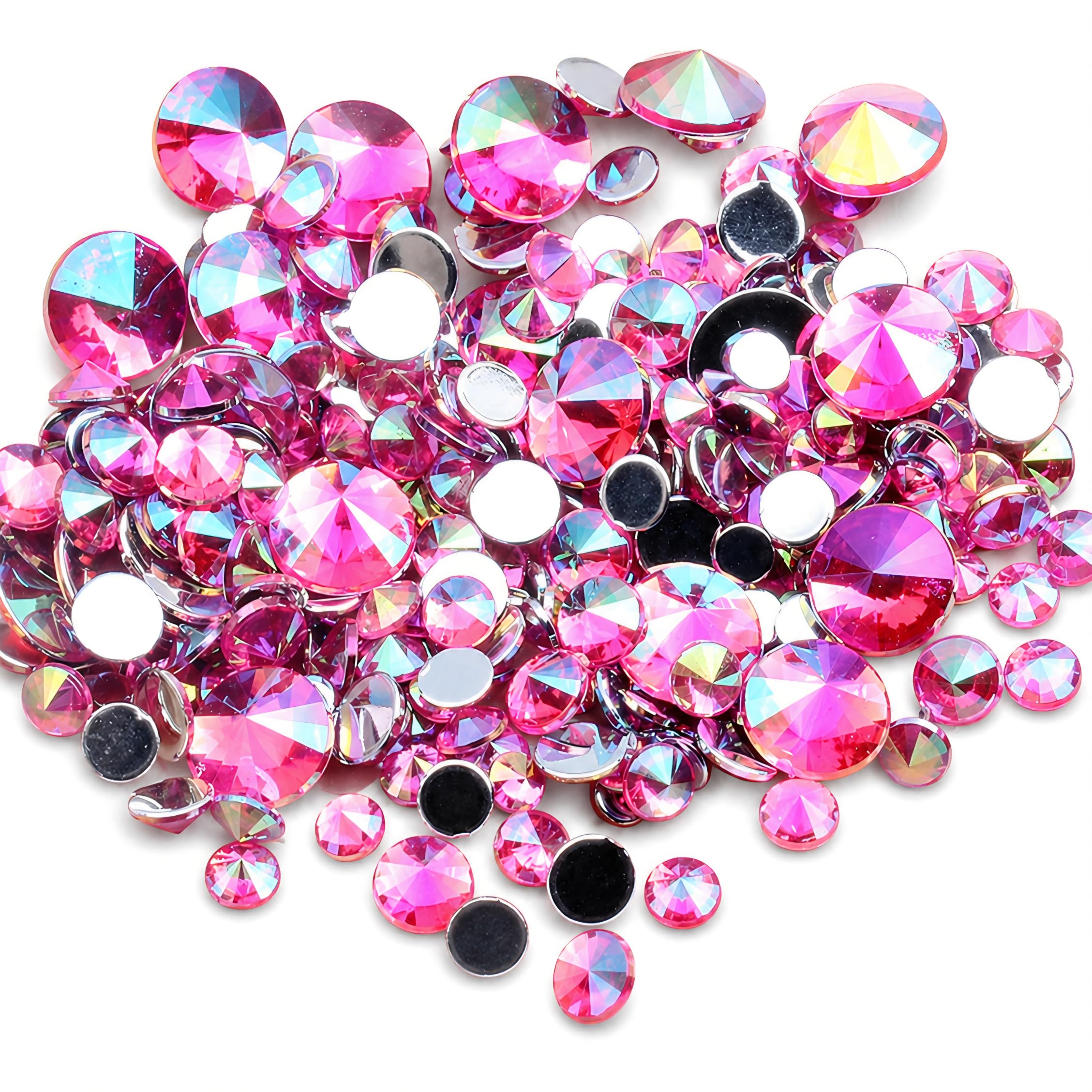 MajorCrafts Flat Back Pointed Top Acrylic Rhinestones: Rivoli Style Craft Gems (Rose Pink AB A07, 5mm - 600pcs) โ image 1