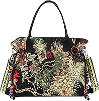 Vista 1 de Jursccu Bolsos de lona para mujer, bolsos bordados, bolsos de hombro casuales elegantes