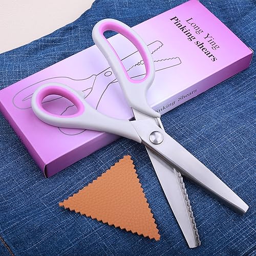 Miniatura 2 de Tijeras de entintar para corte de tela, agarre suave, para diestros y zurdos, 9.2 pulgadas (dentadas 0.197 in)