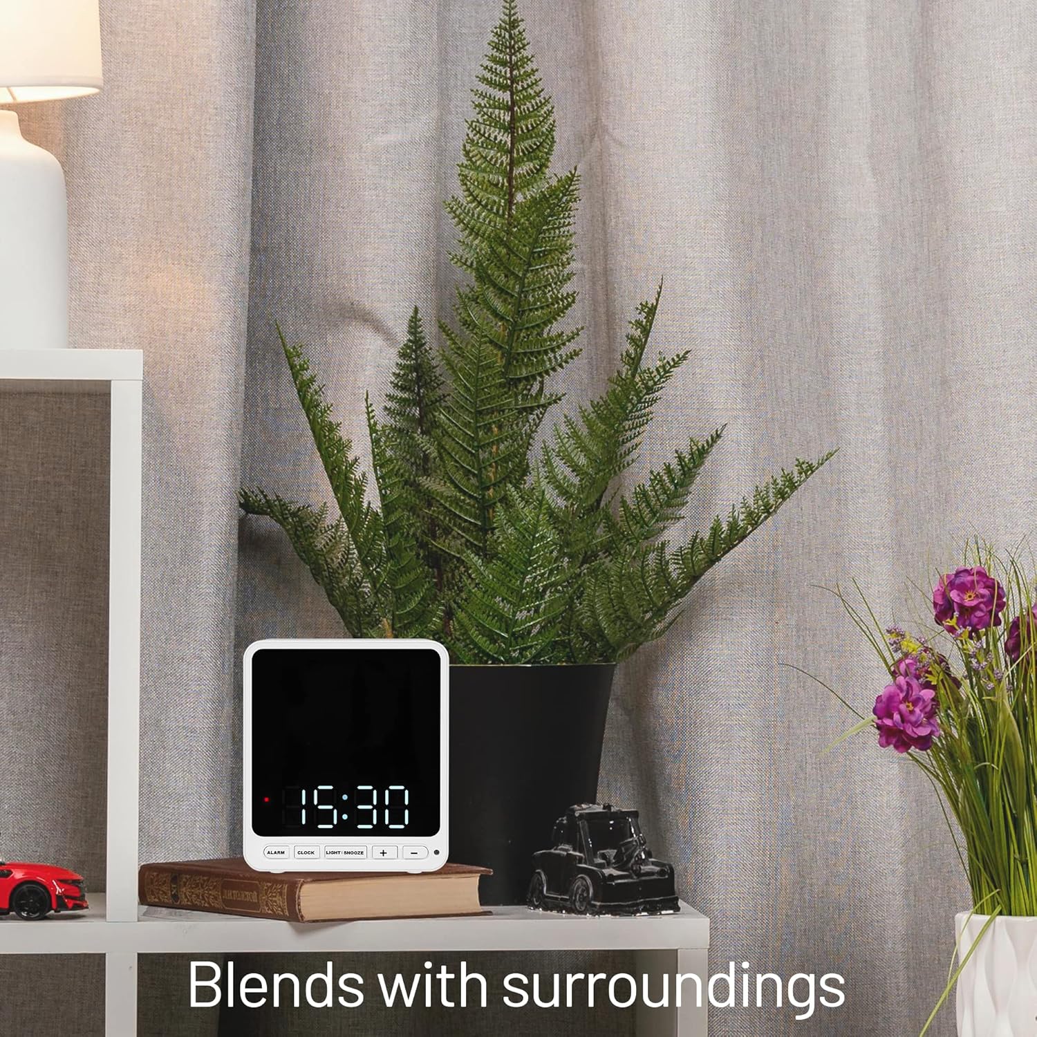 Wasserstein Alarm Clock Camera Case - Compatible with Wyze Cam V4/V3/V3 Pro/OG - Cover for Low-Key Camera Placement (White) (Camera NOT Included)