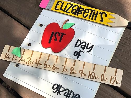 Miniatura 2 de Nazenti Letrero reutilizable para el primer día de escuela, letrero reutilizable para el regreso a clases, tablero personalizado con regla