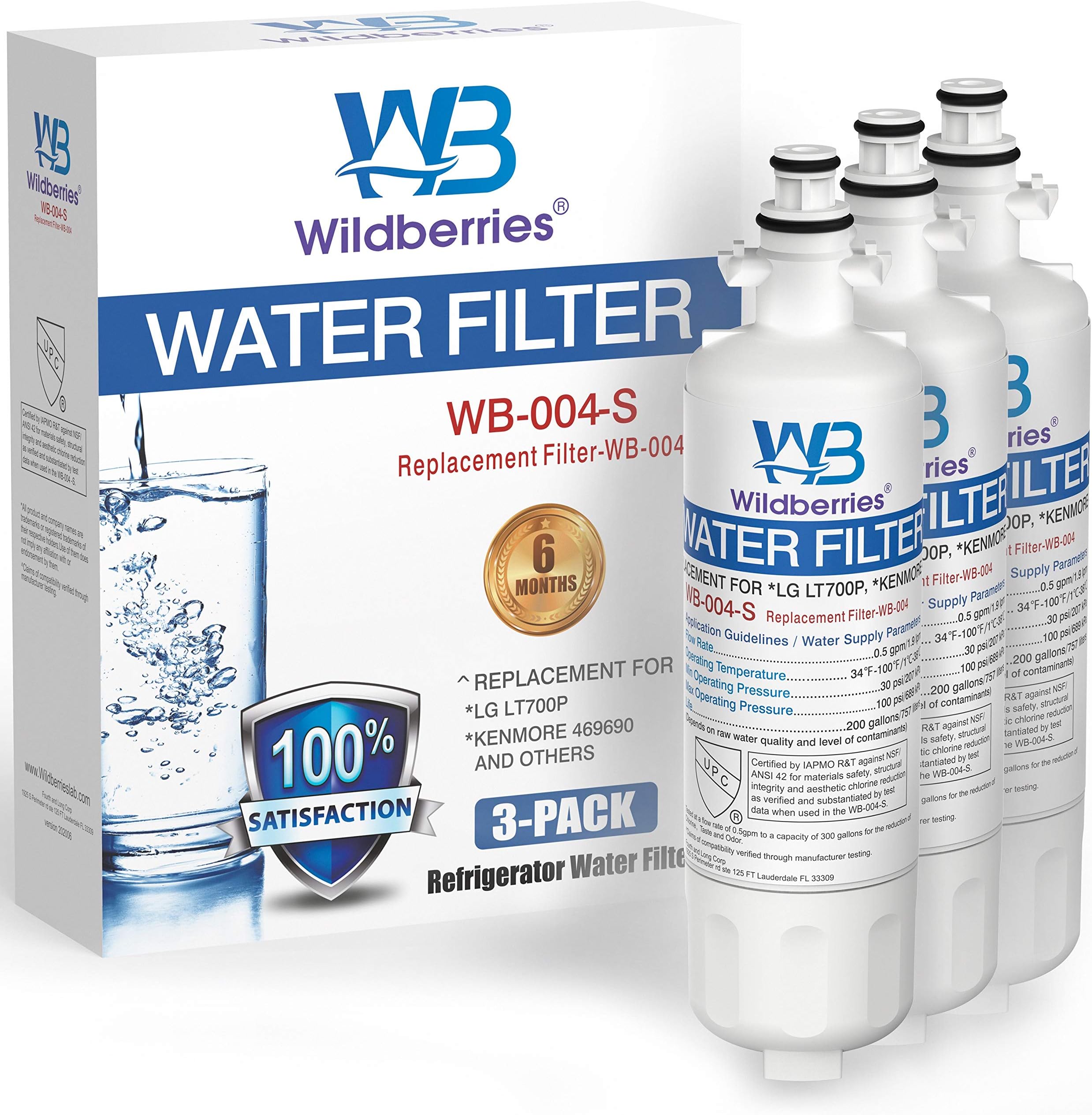 Wildberries LT700P, LFX29945ST Replacement for LG LT700P- 6 Month / 200 Gallon Capacity Replacement Refrigerator Water Filter (NSF42) ADQ36006101, ADQ36006113, ADQ75795103, or AGF80300702, 3 PACK