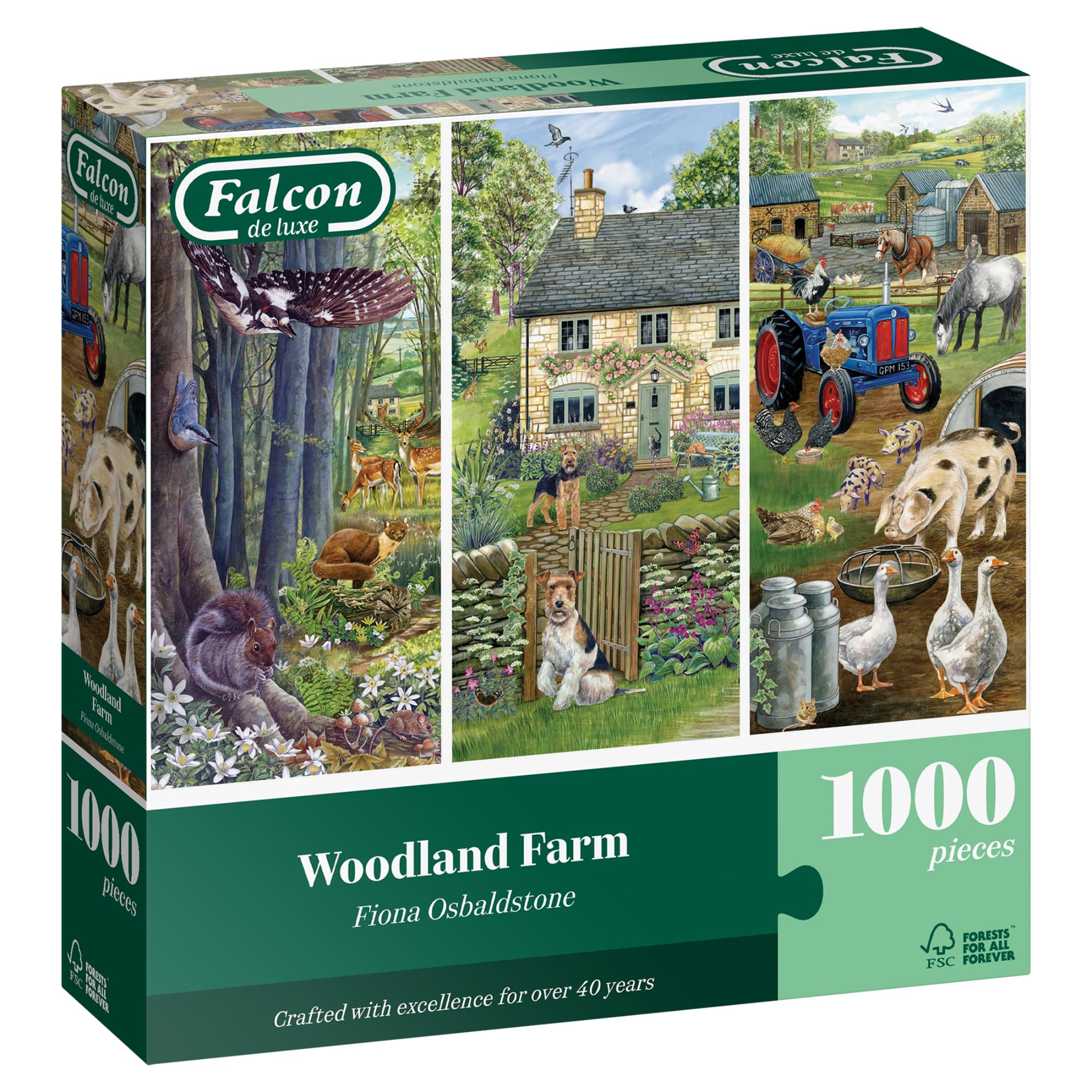 Falcon Woodland Farm - 1000 Piece Jigsaw Puzzle for Adults - Beautifully Illustrated 1000Pc Adults Jigsaw Puzzle, Fun Activity for Home, Rainy Days Puzzles, Birthday Jumbo
