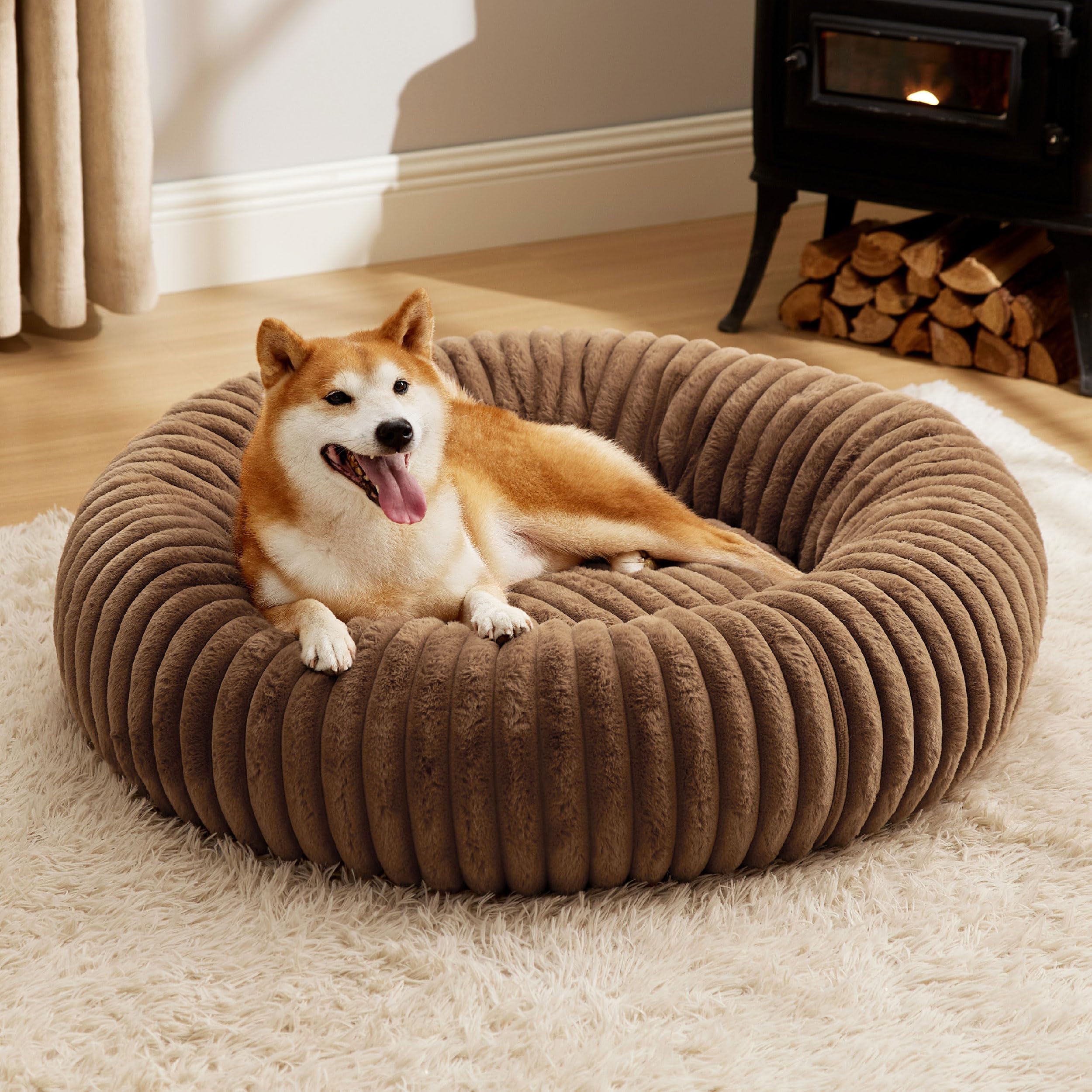 Bedsure ComfyFleece Donut Large Dog Bed