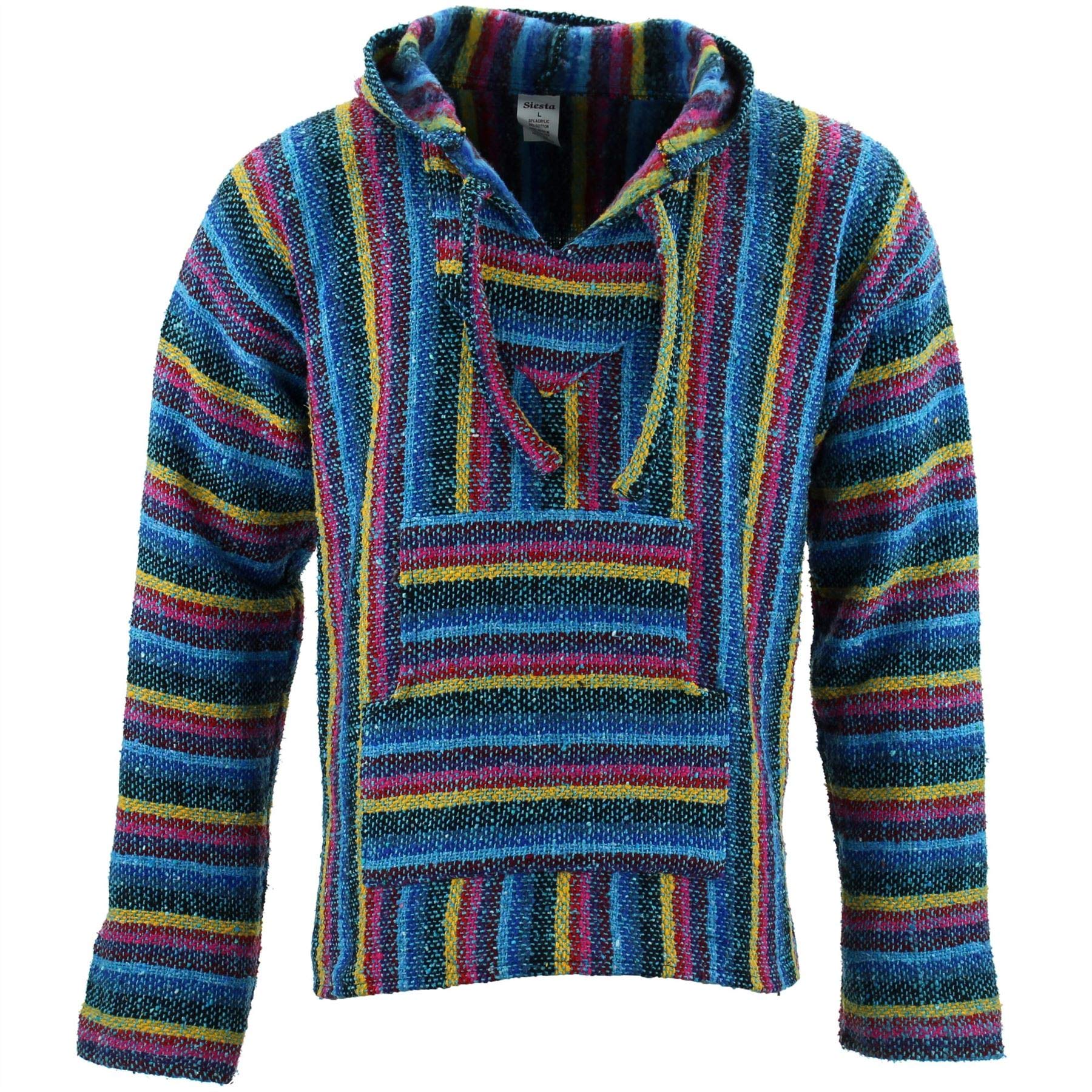 Siesta Mexican Baja Jerga Hoody - Blue Candy (Large)