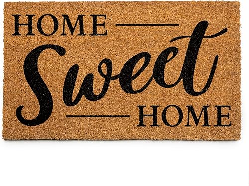 PLUS Haven Tapete para puerta de 17.5 x 30 pulgadas con respaldo resistente, tapete de fibra de coco para uso en exteriores o interiores, tapetes de
