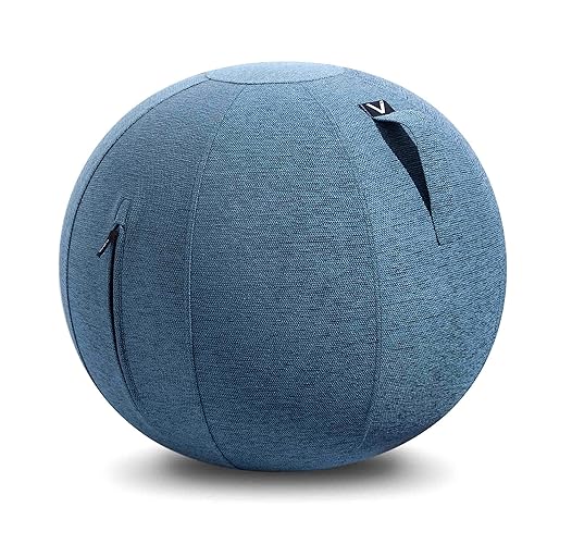 Vivora Luno Premium Ergonomic Sitting Ball Chair, Felt, Max Size (25 to 26 inches), for Home Offices, Balance Training, Yoga Ball, Posture Improvement - Pacific