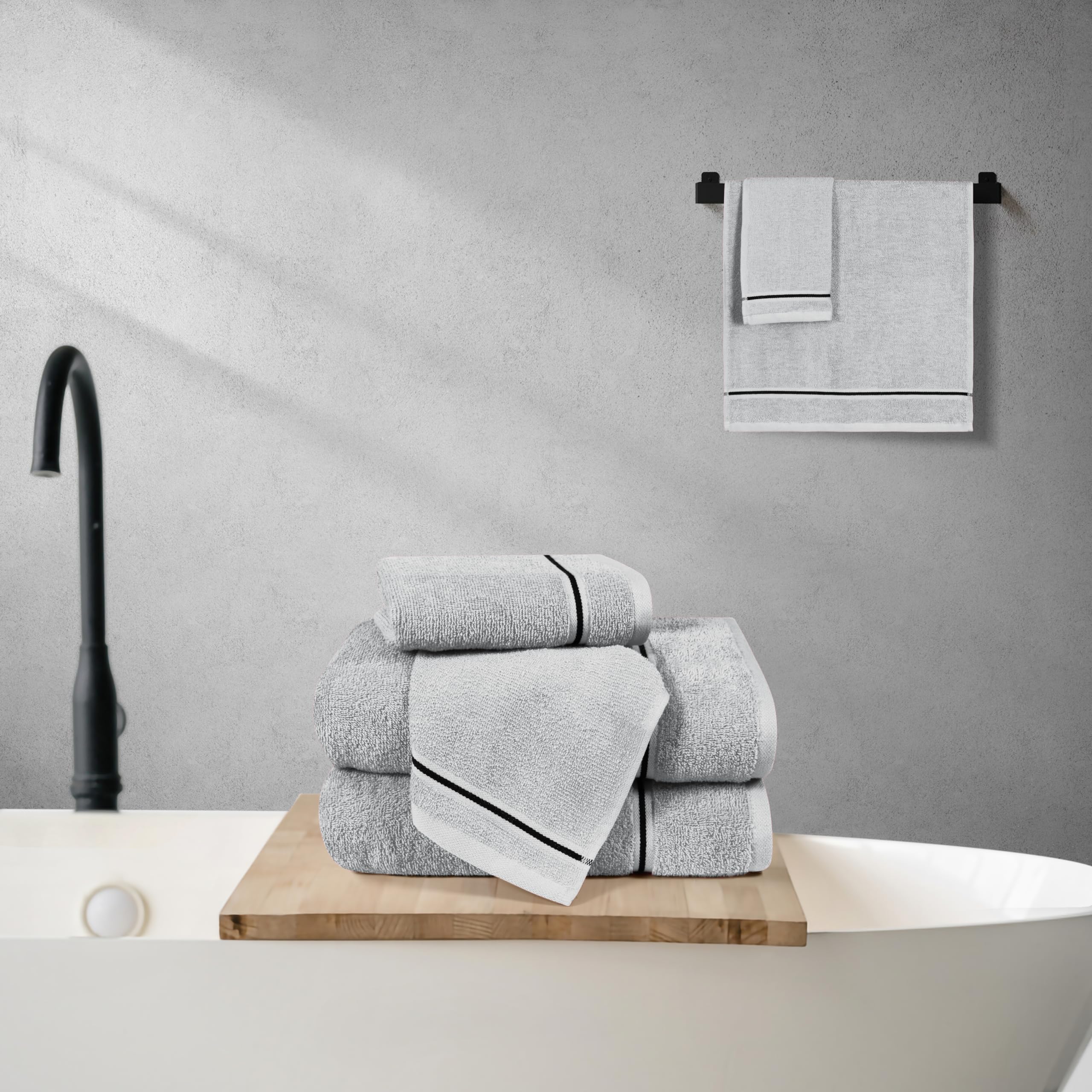MyOwn Baumwoll-Handtuch-Set 6er-Pack 70x140 cm 40x60 cm 30x30 cm hellgrau