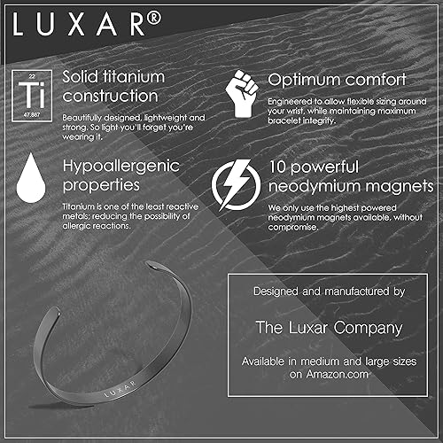 Vista 19 de LUXAR Pulsera de terapia magnética para hombre y mujer titanio sólido o cobre sólido sofisticado brazalete de titanio sólido con imanes