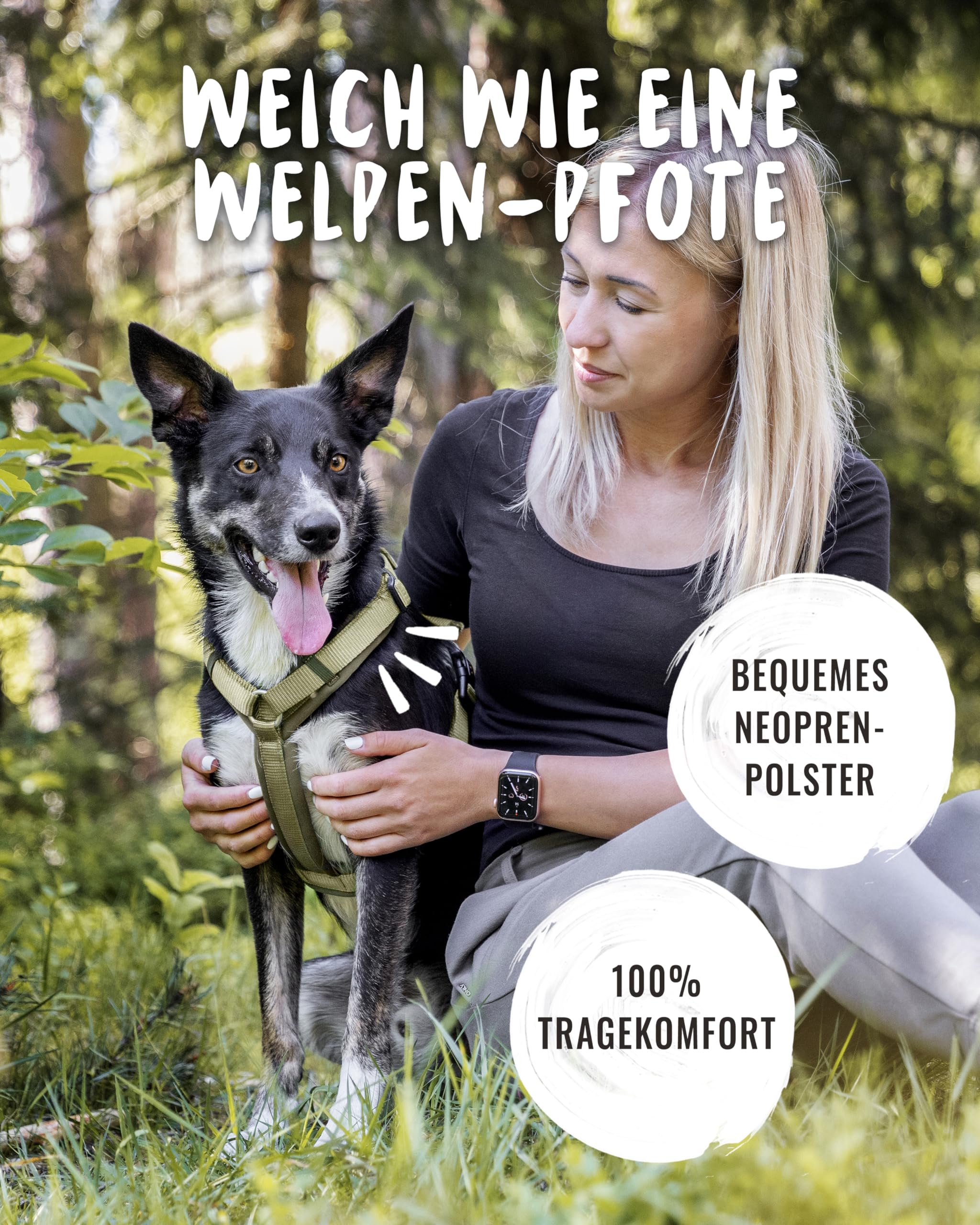 Rudelkönig Hundegeschirr Bella - Gepolstertes Brustgeschirr mit Haltegriff - Geschirr Hund mittel in Y-Design - Verstellbares Hundegeschirr mittelgroße Hunde