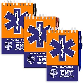 Swiss Safe EMT Vital Waterproof Notebook, 140 Pages/Notepad and Pens, for Emergency First Responders, 3 Pack