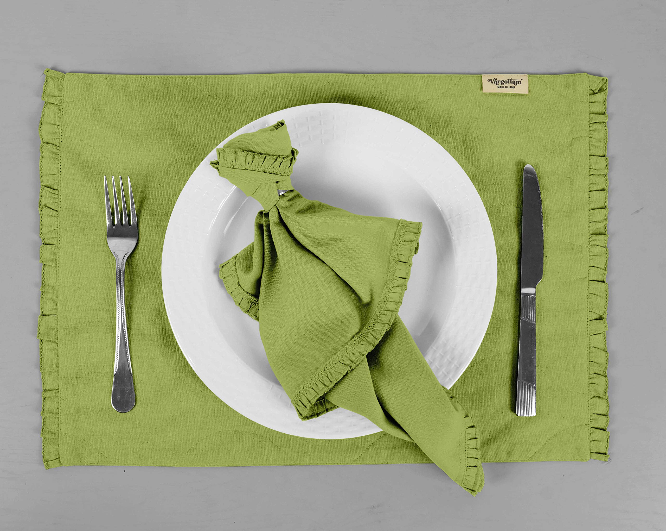 Verde Claro slido Decoracin del Hogar Comedor Tablemats Reversibles con El Conjunto De Servilletas-Paquete de 6