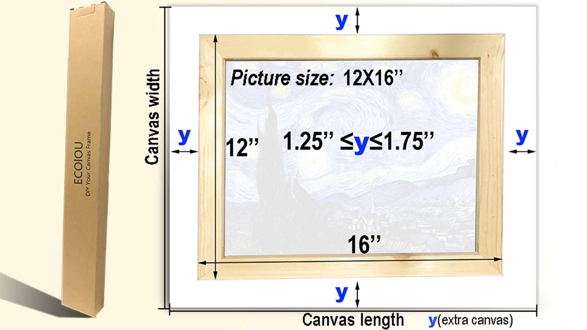 12X16 canvas frame for Oil Paintings, Prints, Posters