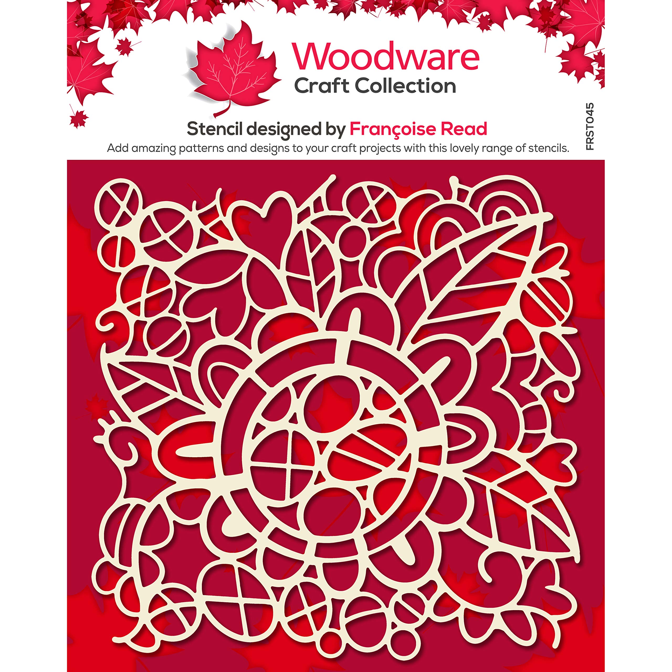 Woodware Francoise Collection - Flower Doodle - Stencil Transparent 6.8 x 6.8 inches