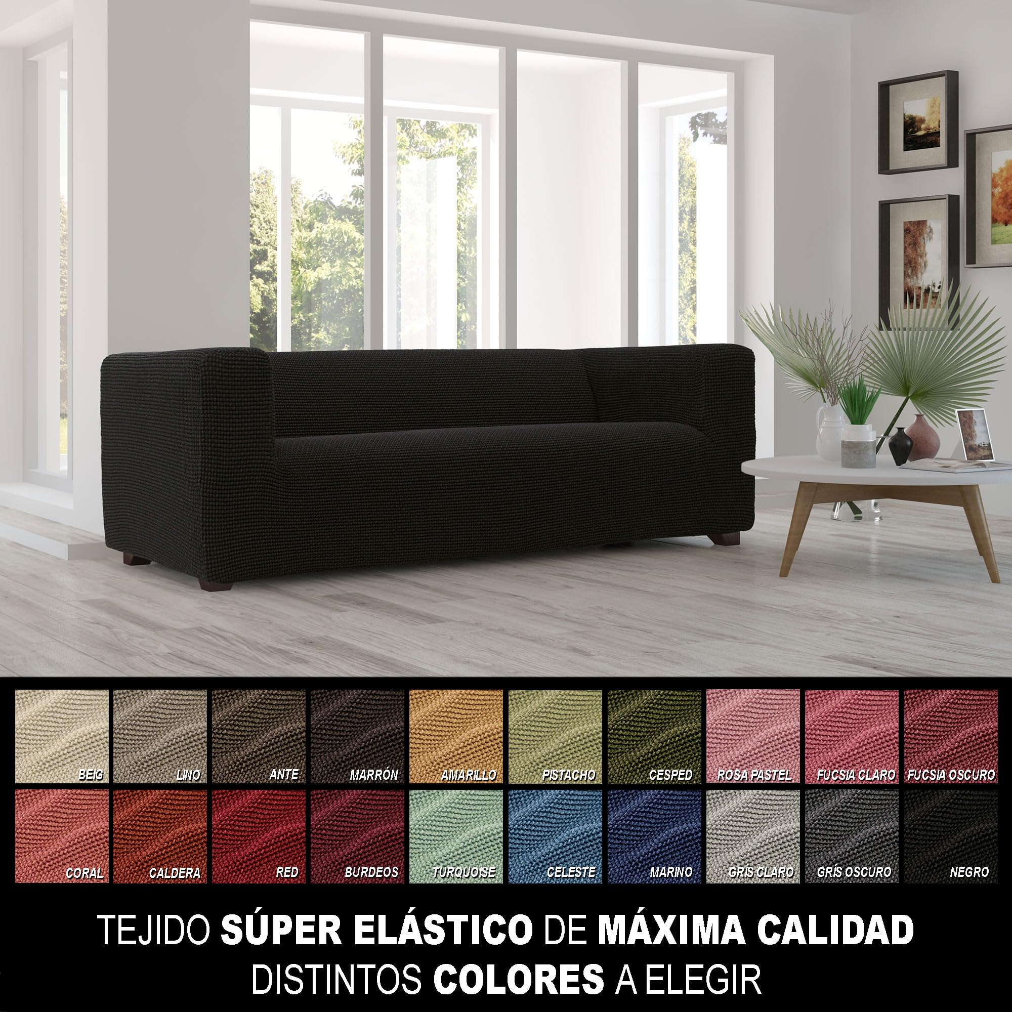 FAVERTI® Funda Super Elástica Sofá Compatible con el Sofá KLIPPAN 2 plazas de IKEA | Modelo NOVELE | Negro | Protector de Calidad de Tejido Jacquard Tacto algodón