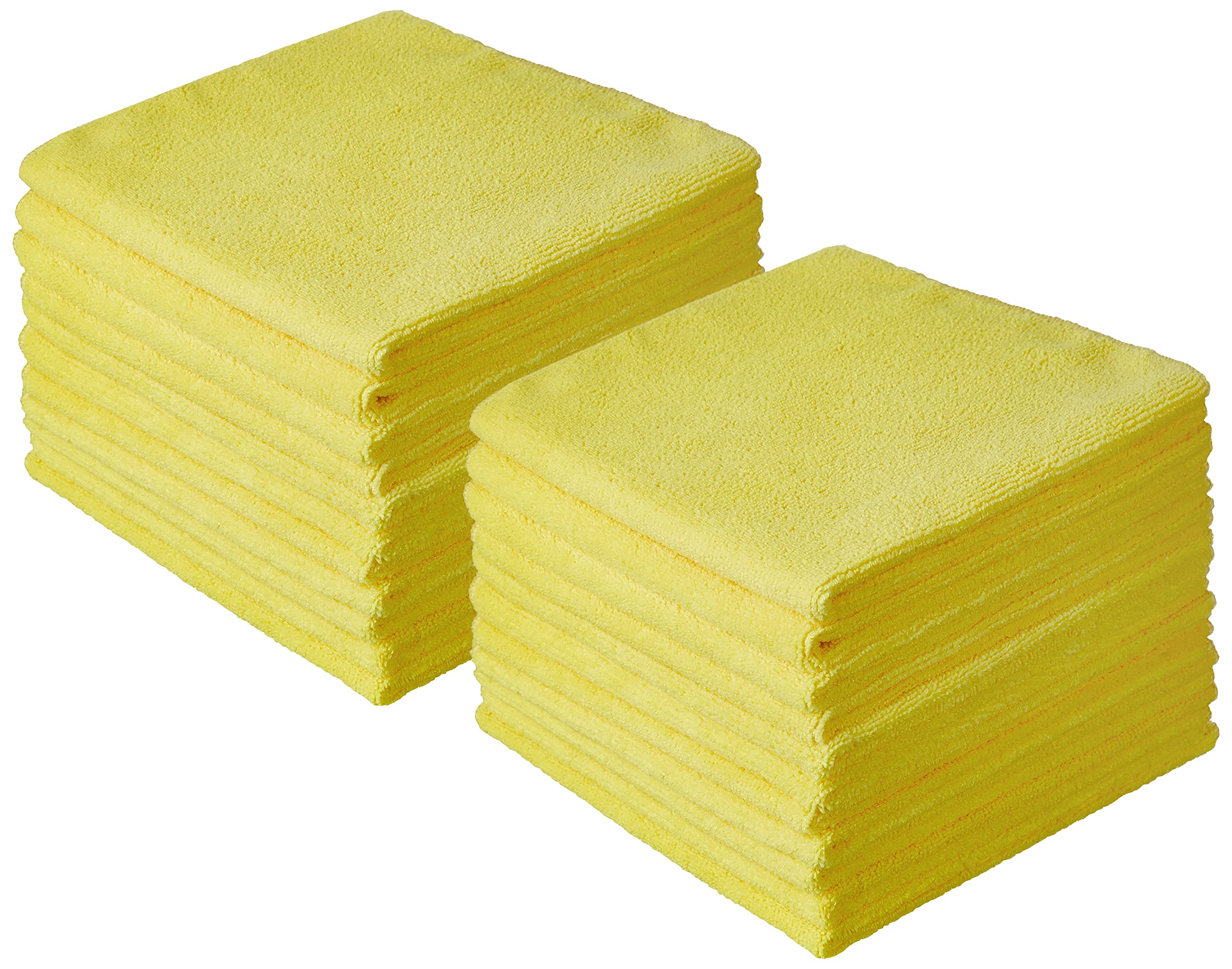 Amazon Brand - Presto! Thick Microfibre Cleaning Cloth, 40 x 40 cm, 330 GSM, Set of 24, Yellow