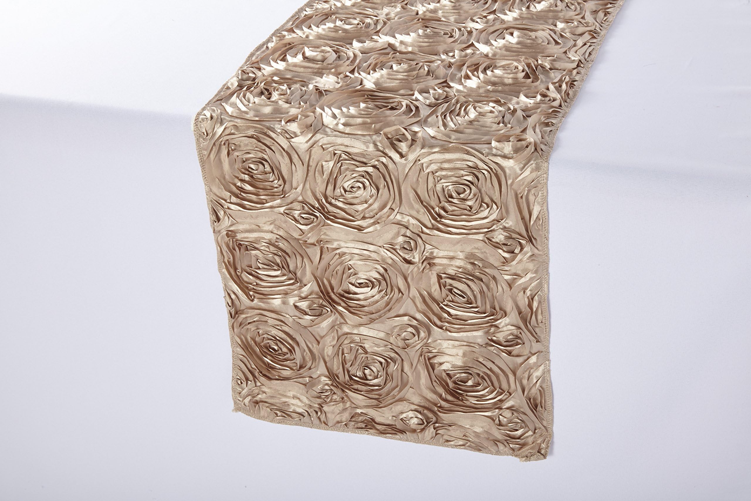 Zhen Linen Champagne Rosette Satin Table Runner (12 x 132 inches)