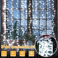 Ollny LED Fényfüggöny 3x3m - 300 LED Fehér Vízálló USB Tündérfény Beltéri/Kültéri Dekoráció Falra, Ablakra, Erkélyre, Karácsonyi Partikra 5
