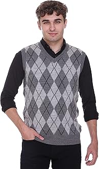 V Neck Cardigans for Men - Woolen Sleeveless Sweater for Man Winter Wear