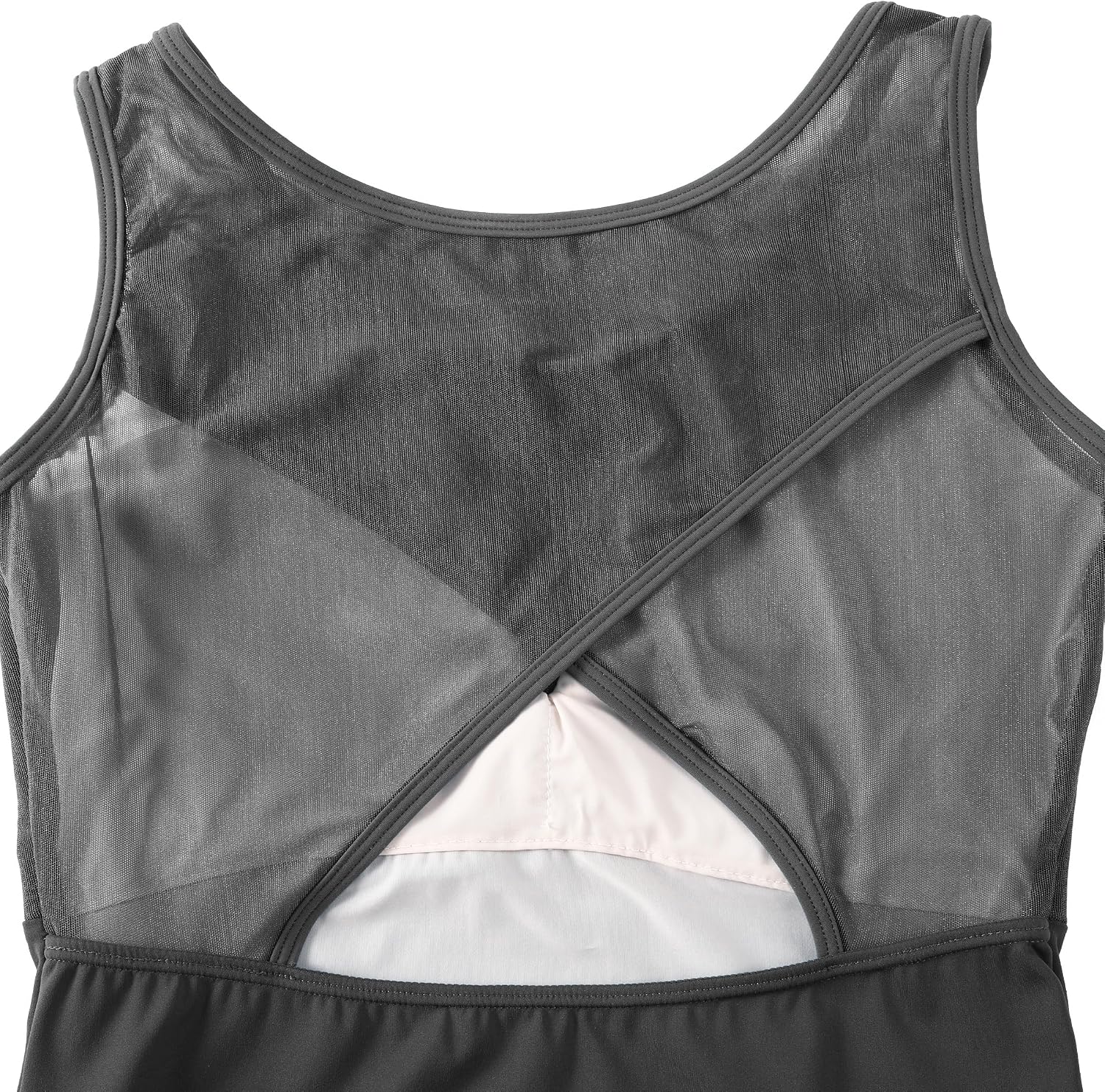 HROYL Women's Mesh Cross Hollow Back Gymnastics Tank Leotard For Ballet Dance,3S-C16