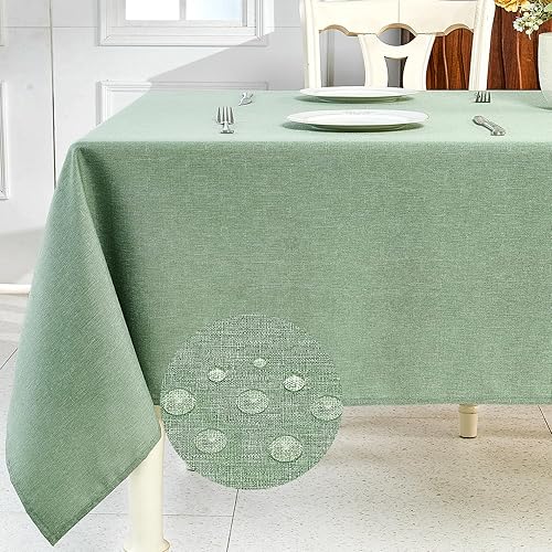 IVAPUPU Textured Linen Table Cloth for Rectangle Tables - Sage