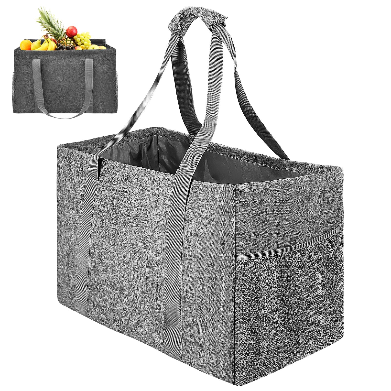 BESPORTBLE Borsa della Spesa Pieghevole in Cotone Canvas Portatile con Manici Rinforzati Capacità 35l Resistente Fino a 30kg per Picnic e Uso Quotidiano